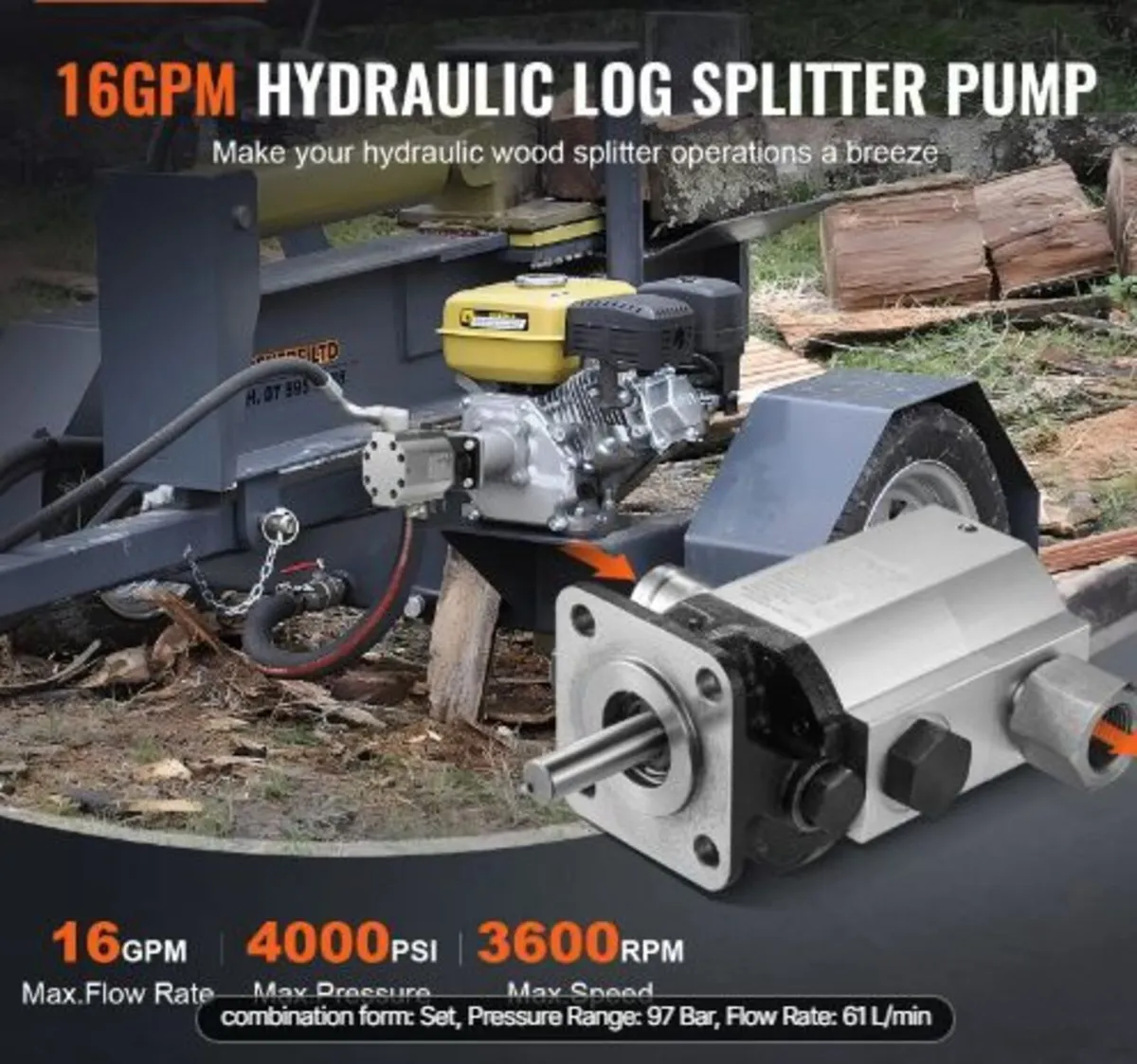 Hydraulic Wood Log Splitter Pump Kit - Image 2
