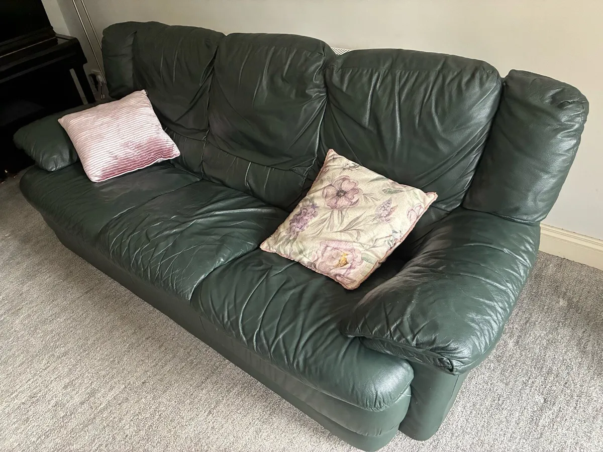 Reduced! Genuine leather Sofa & Recliner chair - Image 2