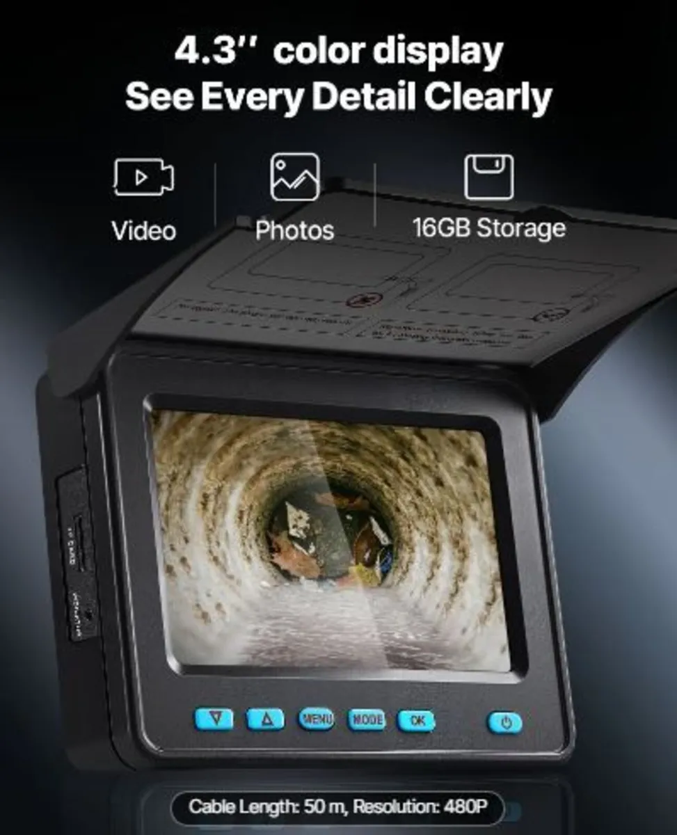 Sewer Camera, 50m Drain Inspection - Image 3