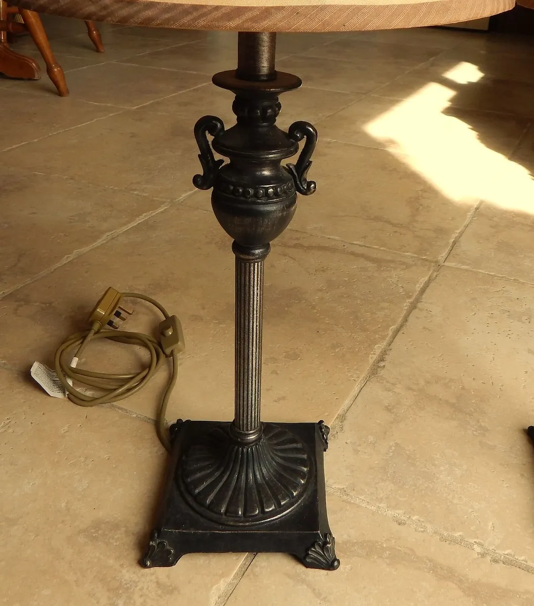 Pair of Large Metal Table Lamps with Shades - Image 4