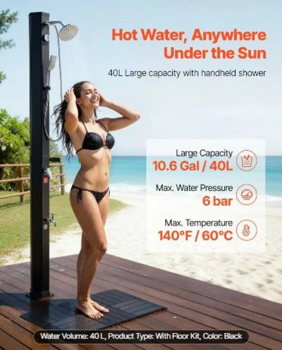 40L Solar Heated Shower, 205cm - Image 3