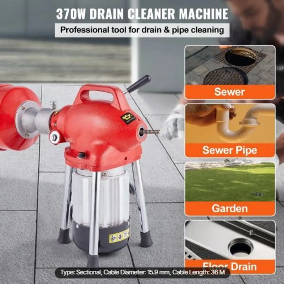Drain Cleaner Machine 120FT x 5/8 Inch - Image 3