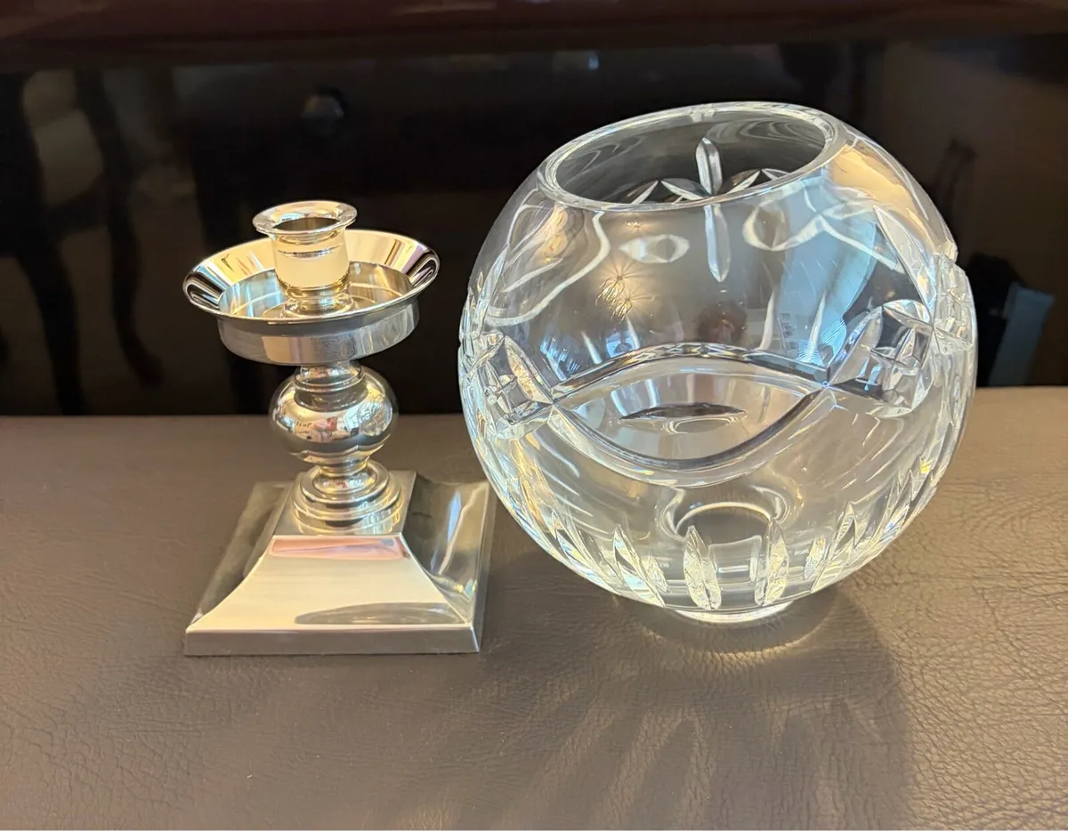 Waterford Crystal Hurricane Lamp & Globe - Image 2