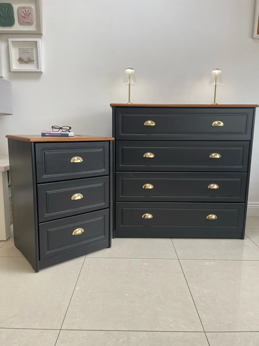 Black chest of drawers and locker set - Image 1