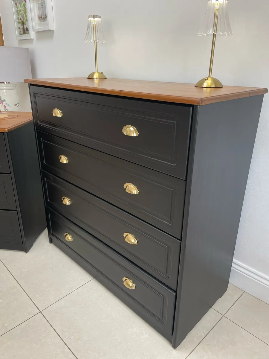 Black chest of drawers and locker set - Image 2