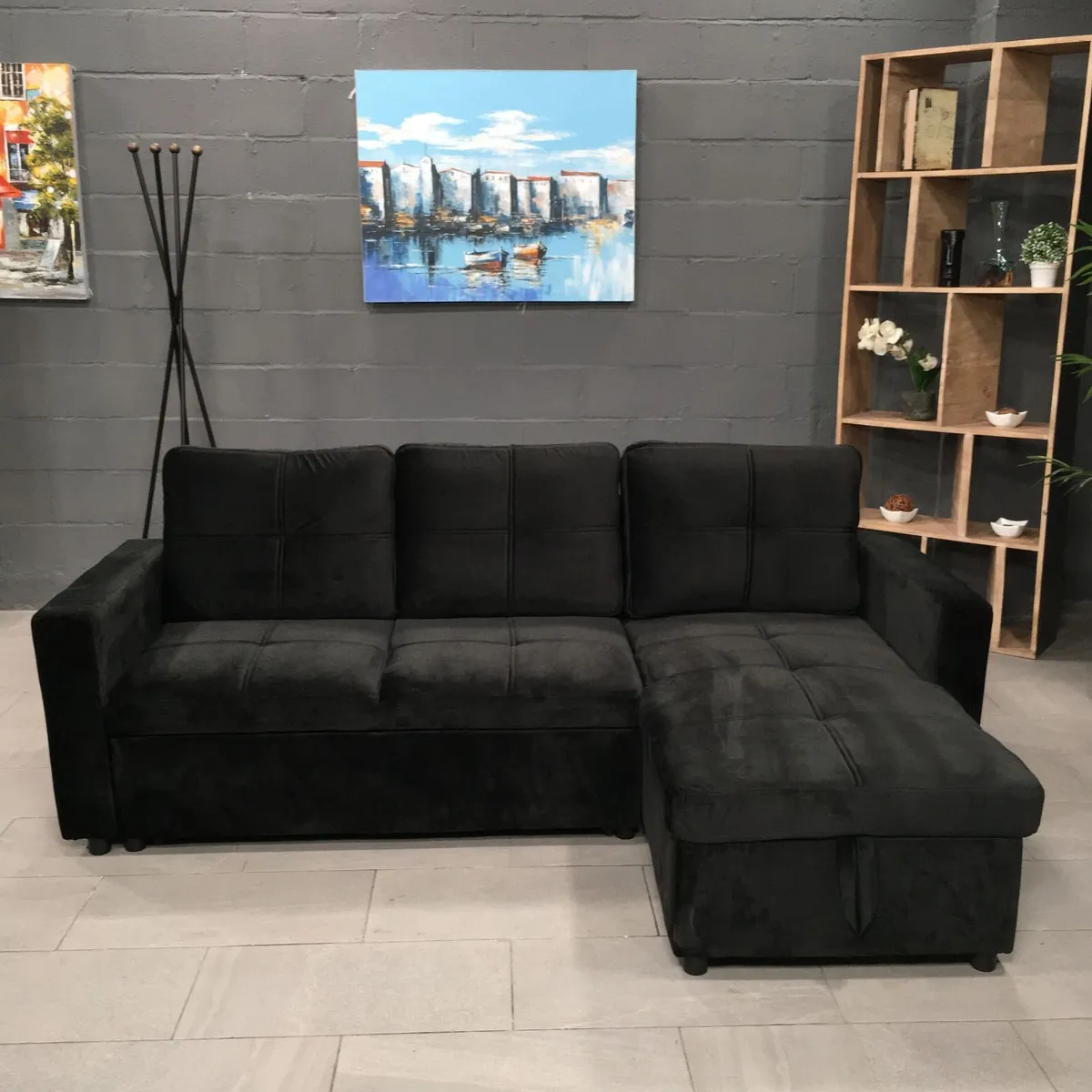 BLACK VELVET SOFA WITH STORAGE.€539 FREE DELIVERY - Image 1