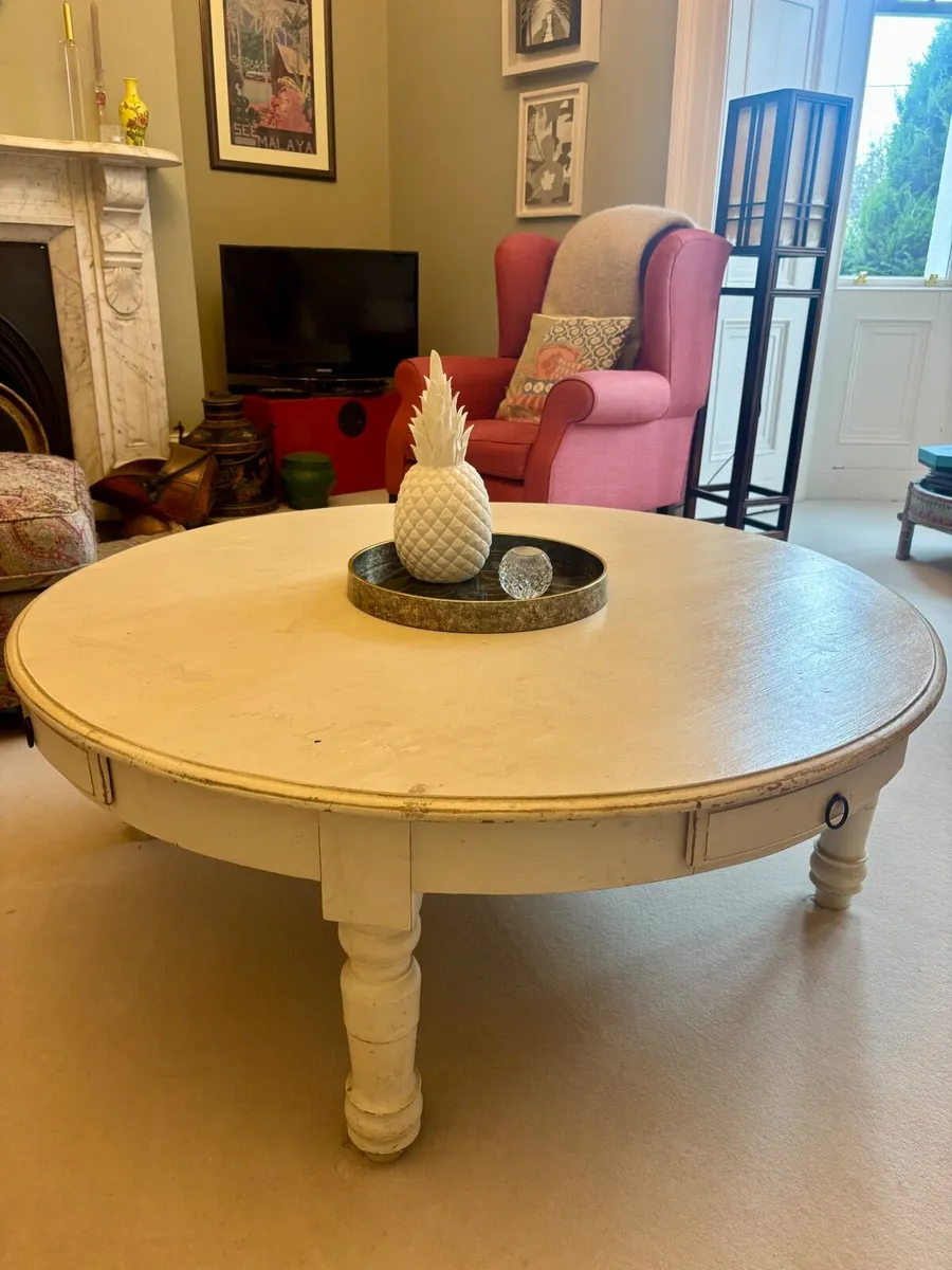 Asian antique white large coffee table - Image 1