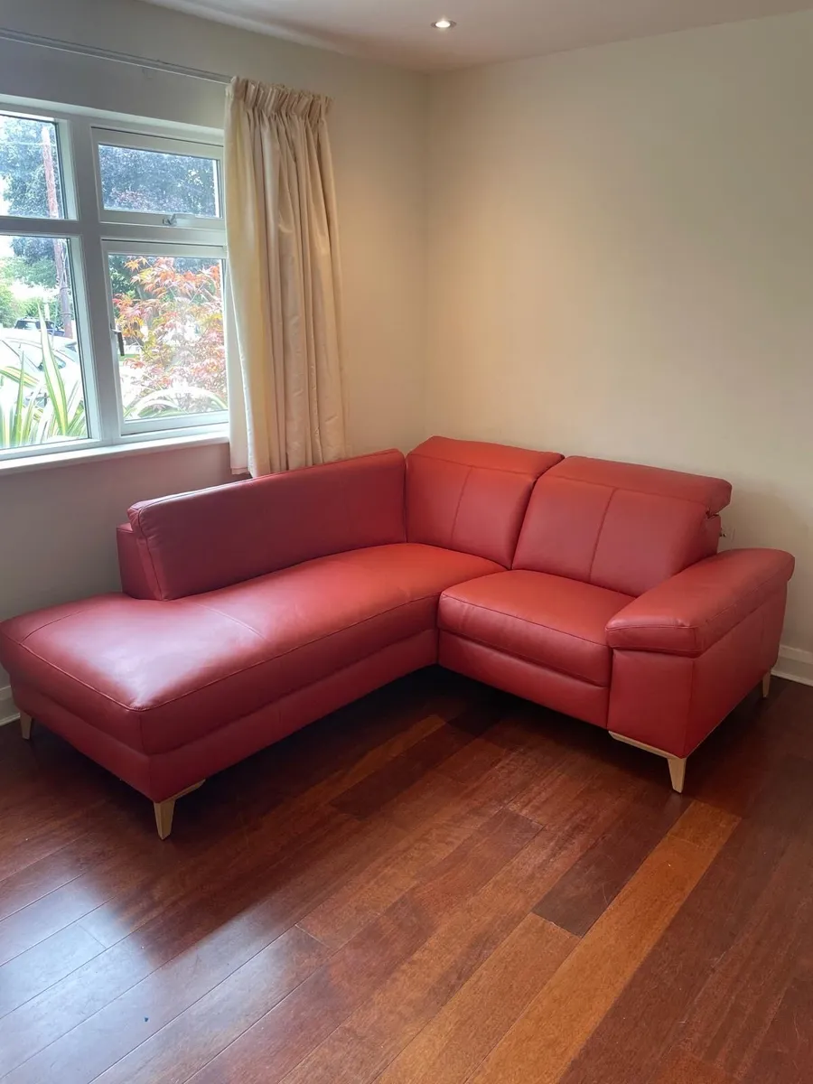 Leather sofa with chaise