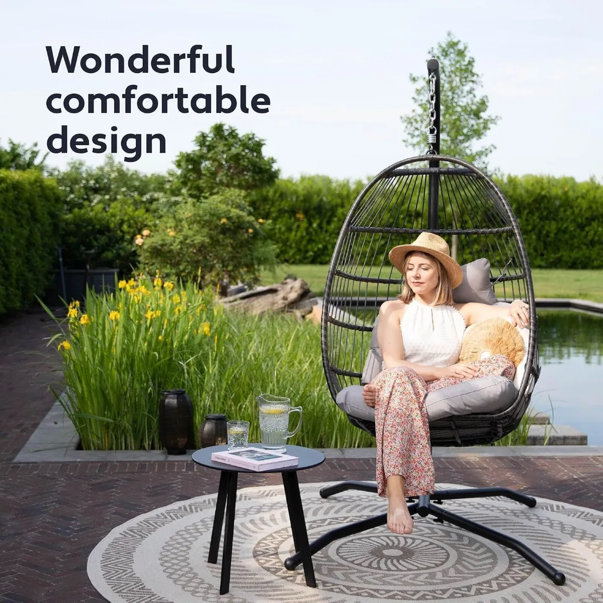 Egg Chair with Stand Rattan Hanging - Image 4