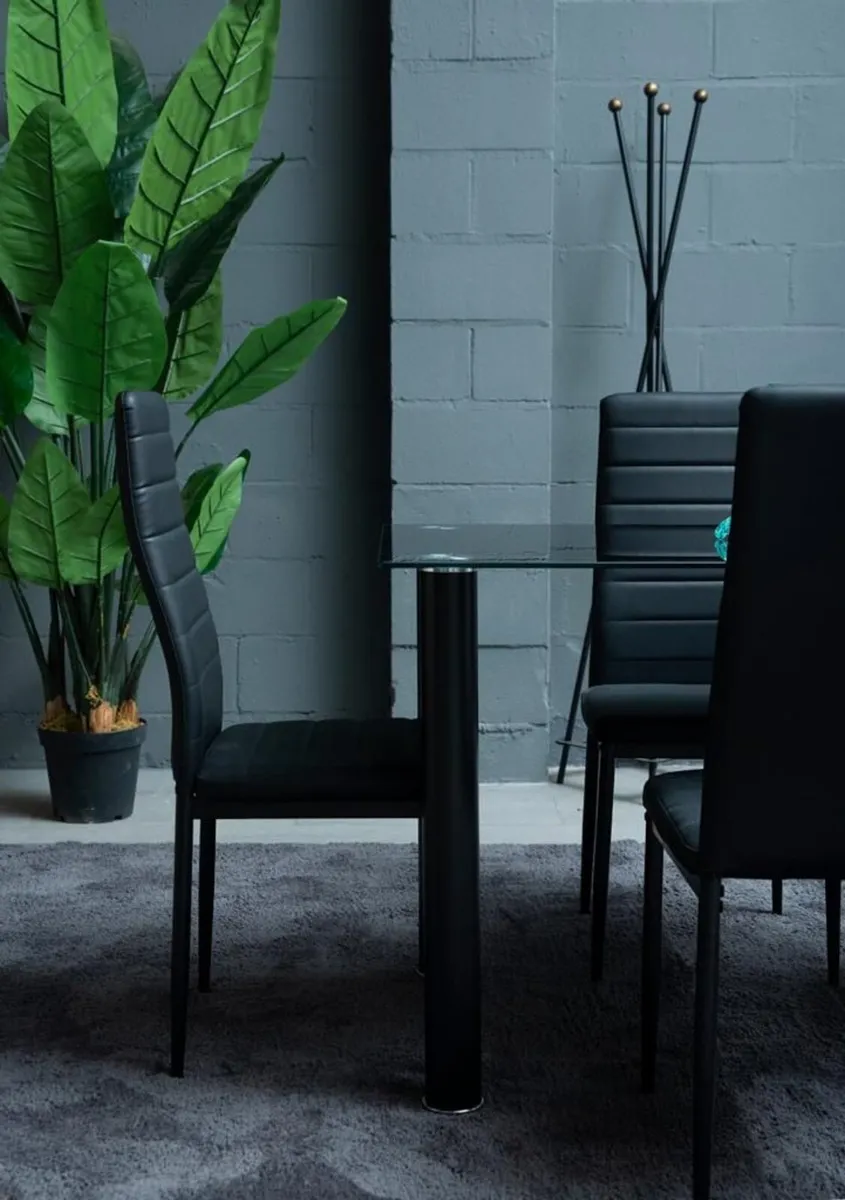 Black Glass Dining Set 6 chairs. Free delivery - Image 3
