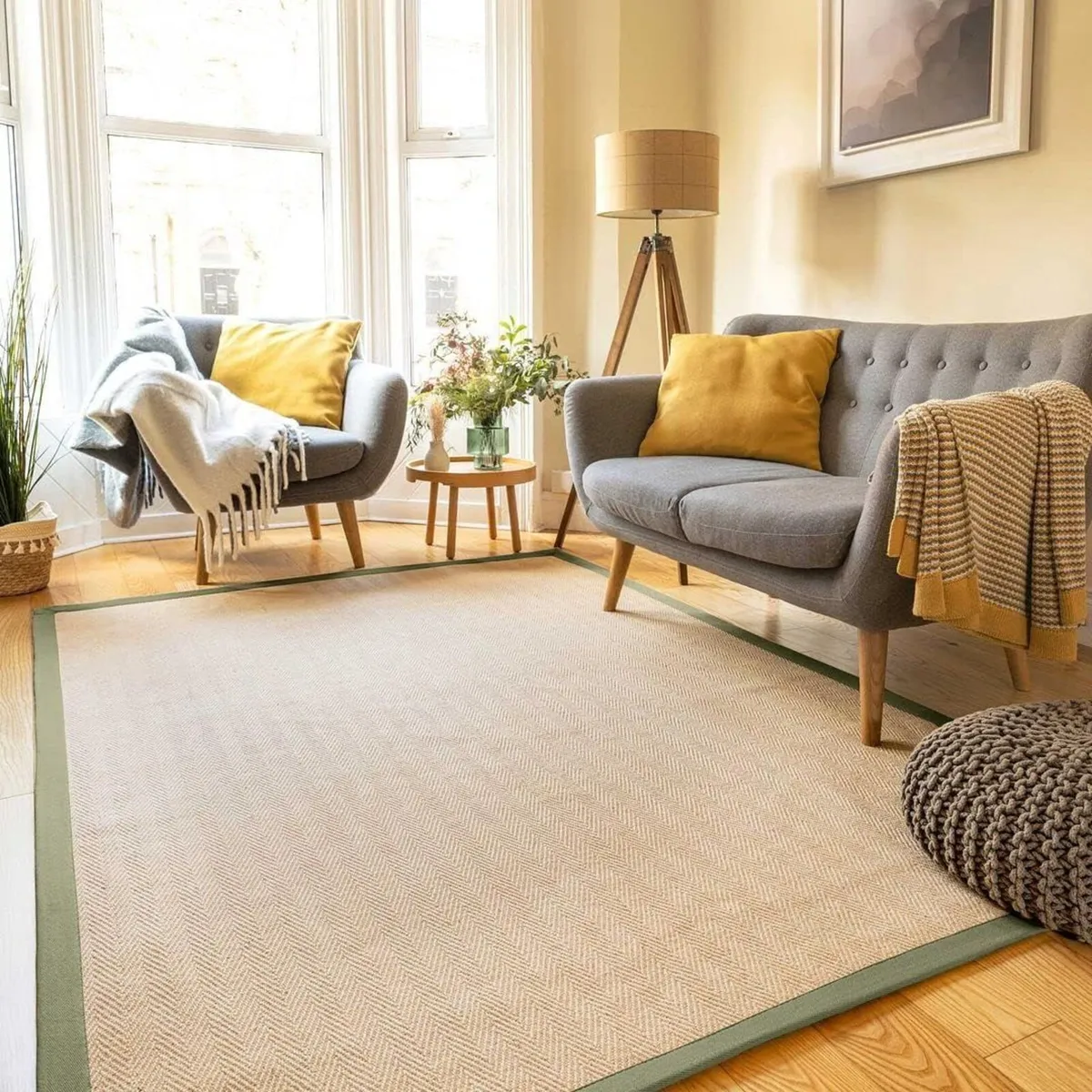 Sustainable Cotton Border Herringbone Natural - Image 1