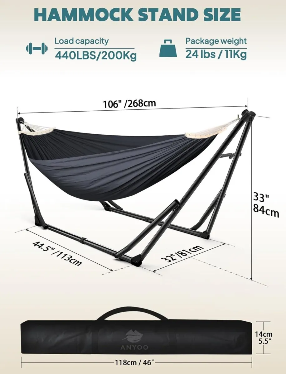 Hammock Hanging Chair with Foldable Portable Stand - Image 3