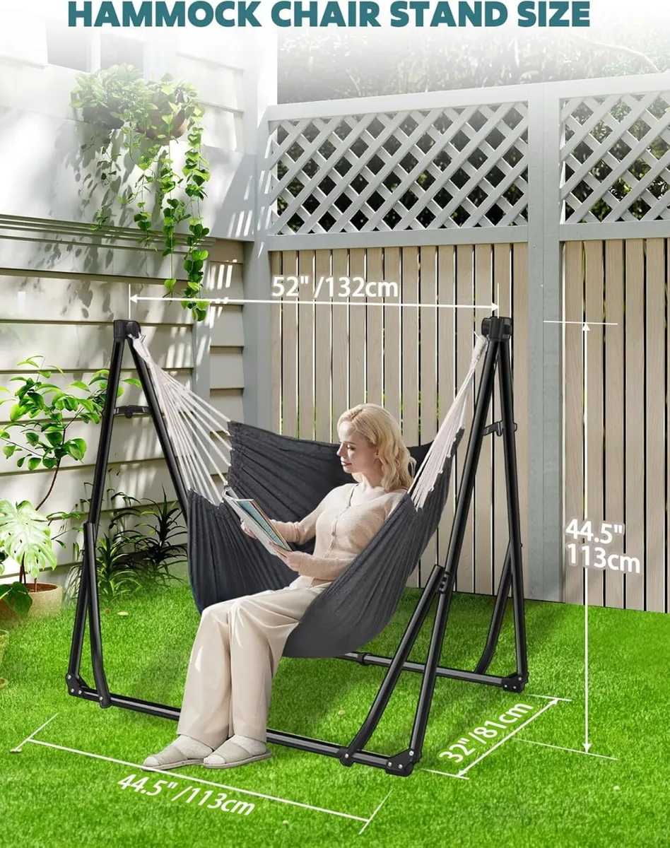 Hammock Hanging Chair with Foldable Portable Stand - Image 4