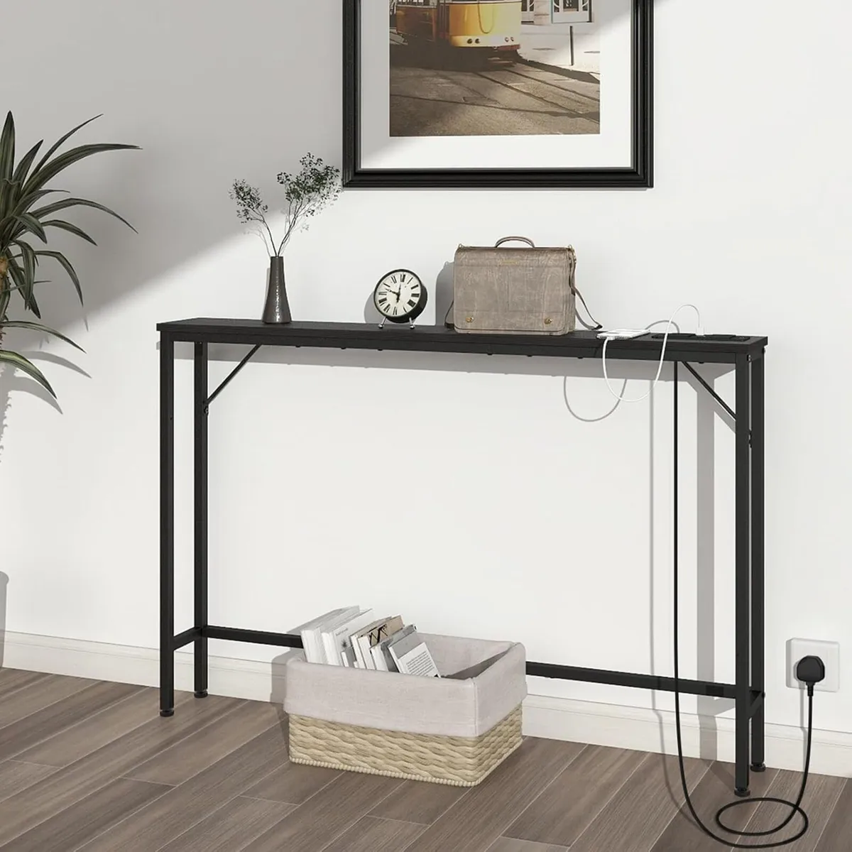 5.9" Skinny Console Table with Charging Station - Image 2