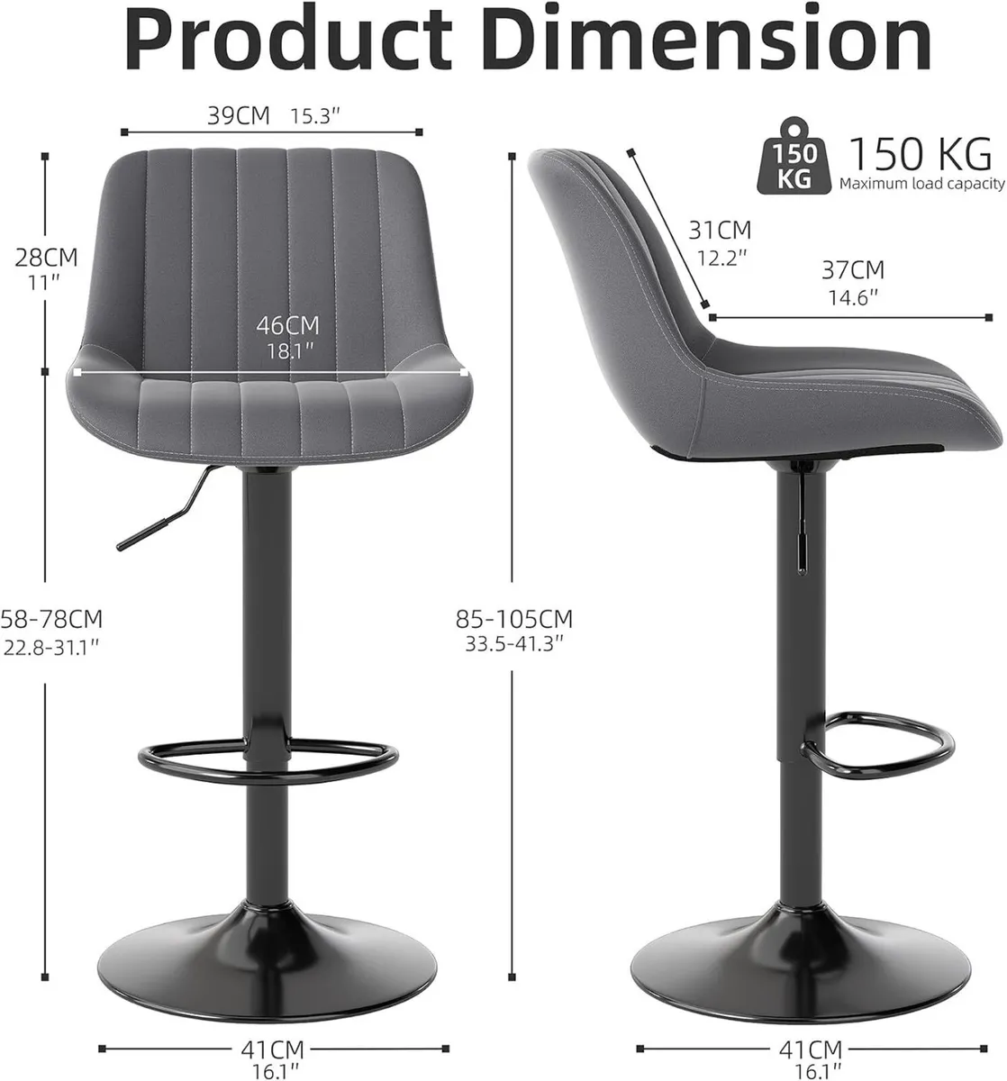 Bar Stools Swivel Counter Height Barstools - Image 3