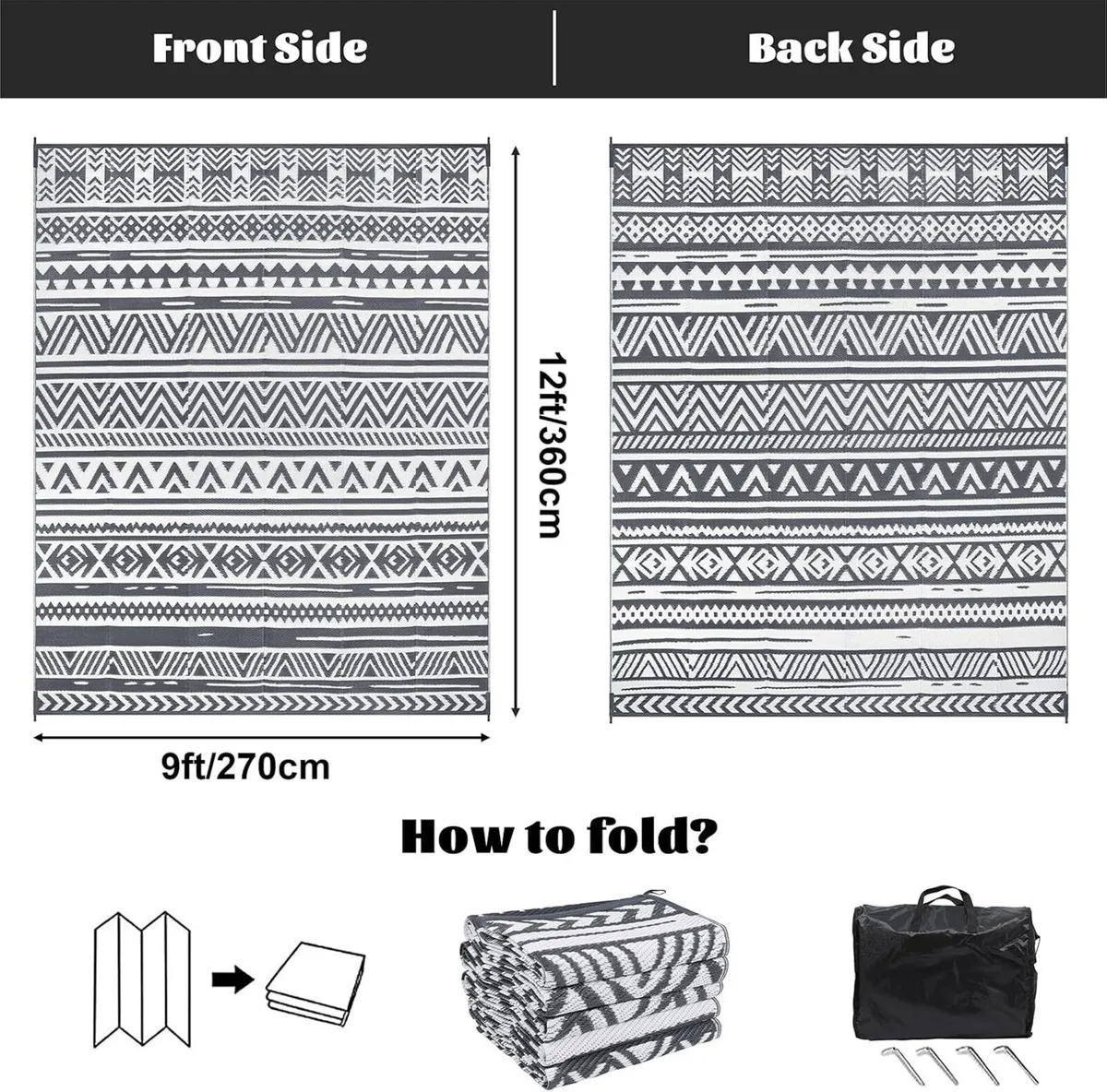 Waterproof Outdoor Rug Reversible Large Straw - Image 2