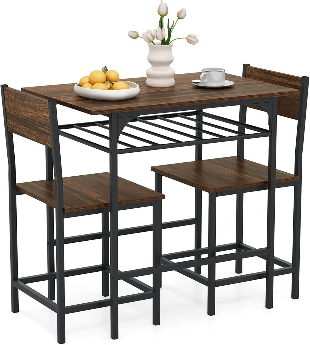 3pcs Dining Table Set Wooden and Chairs - Image 1