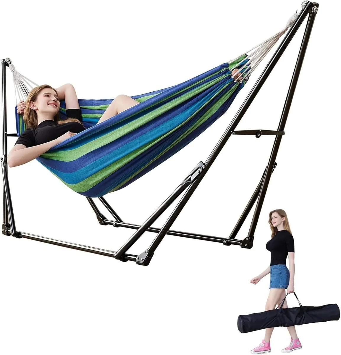 Portable Hammock with Stand for Outside Or Inside - Image 1