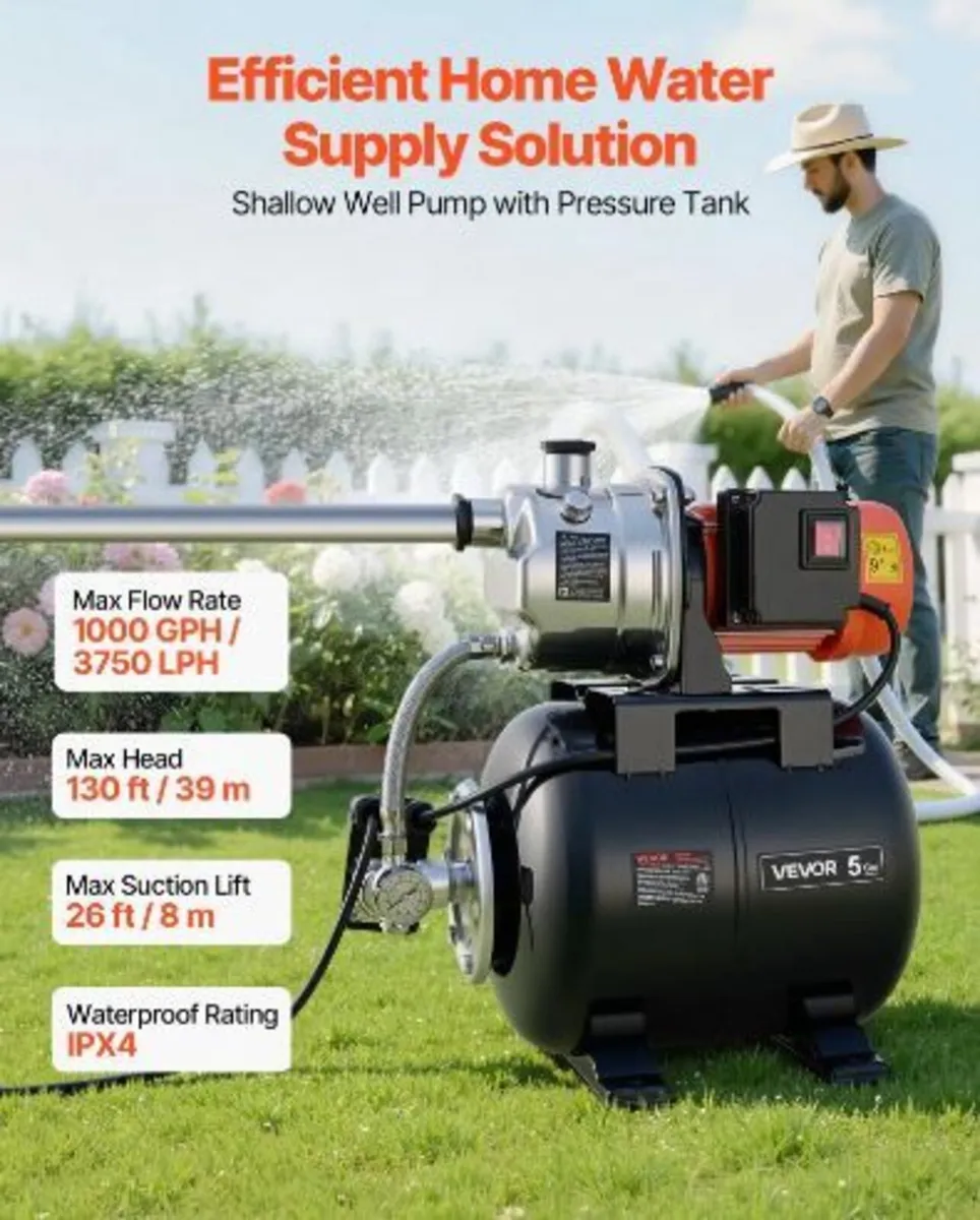 1 HP Shallow Well Pump with Pressure Tank - Image 2