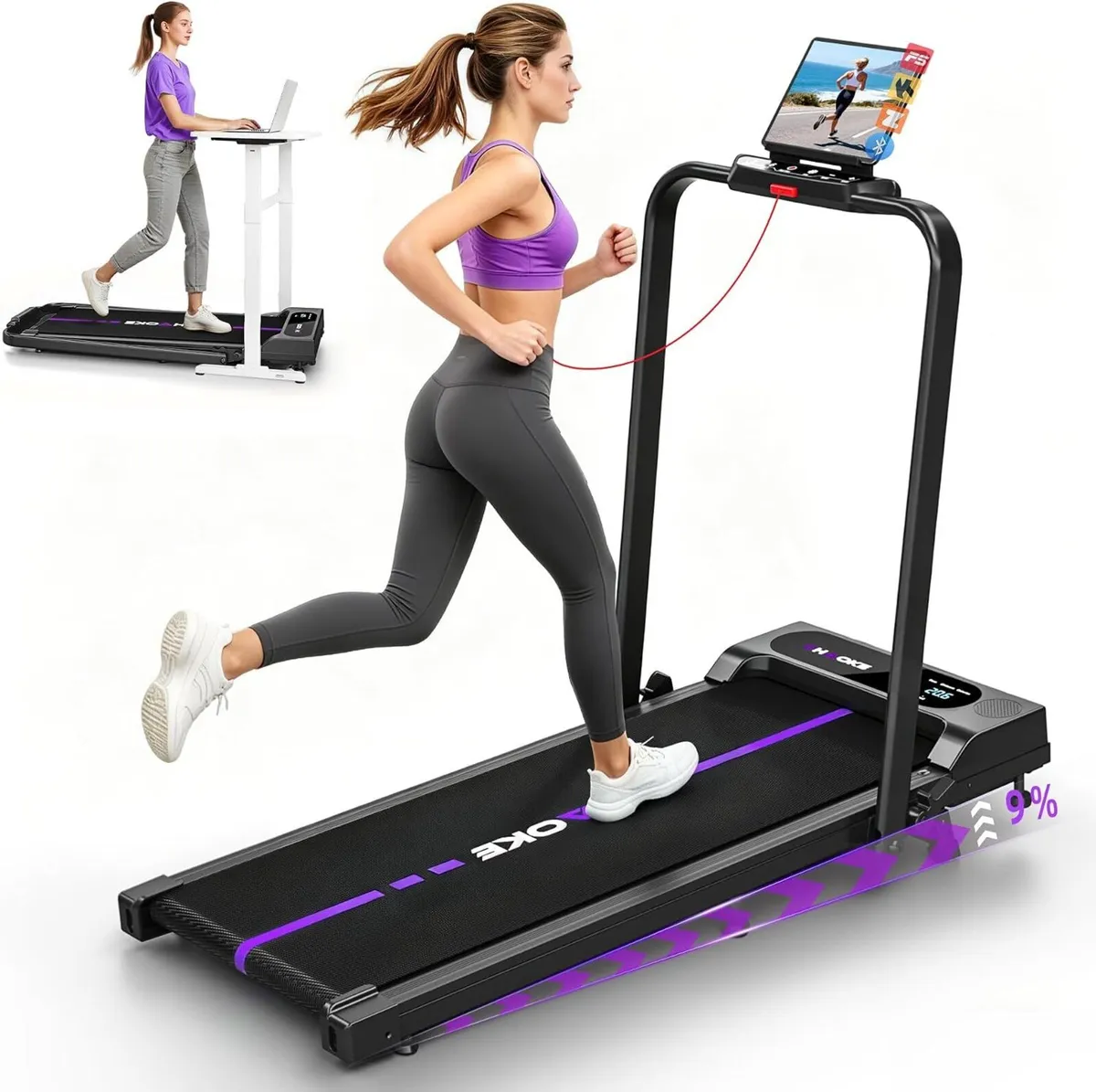5-In-1 Foldable Treadmills for Home with 9 - Image 1
