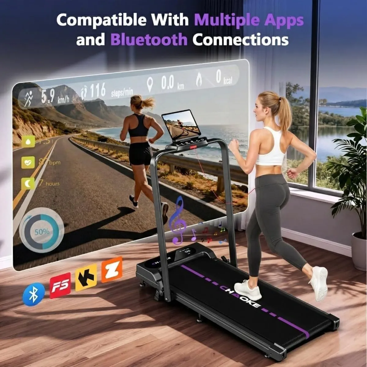 5-In-1 Foldable Treadmills for Home with 9 - Image 4