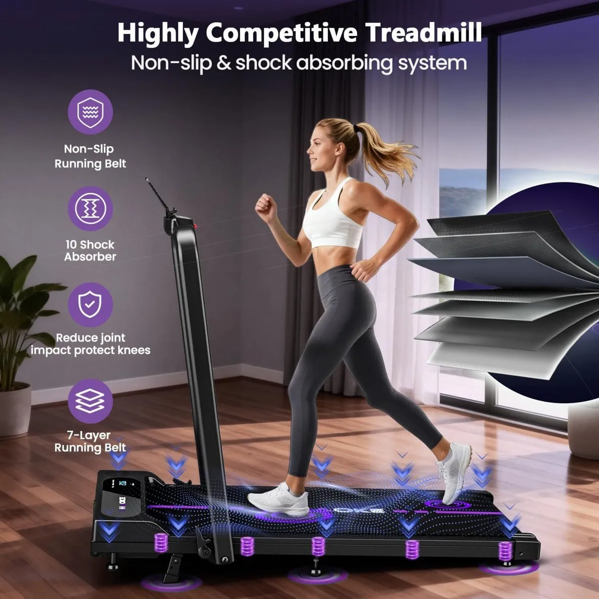 5-In-1 Foldable Treadmills for Home with 9 - Image 3