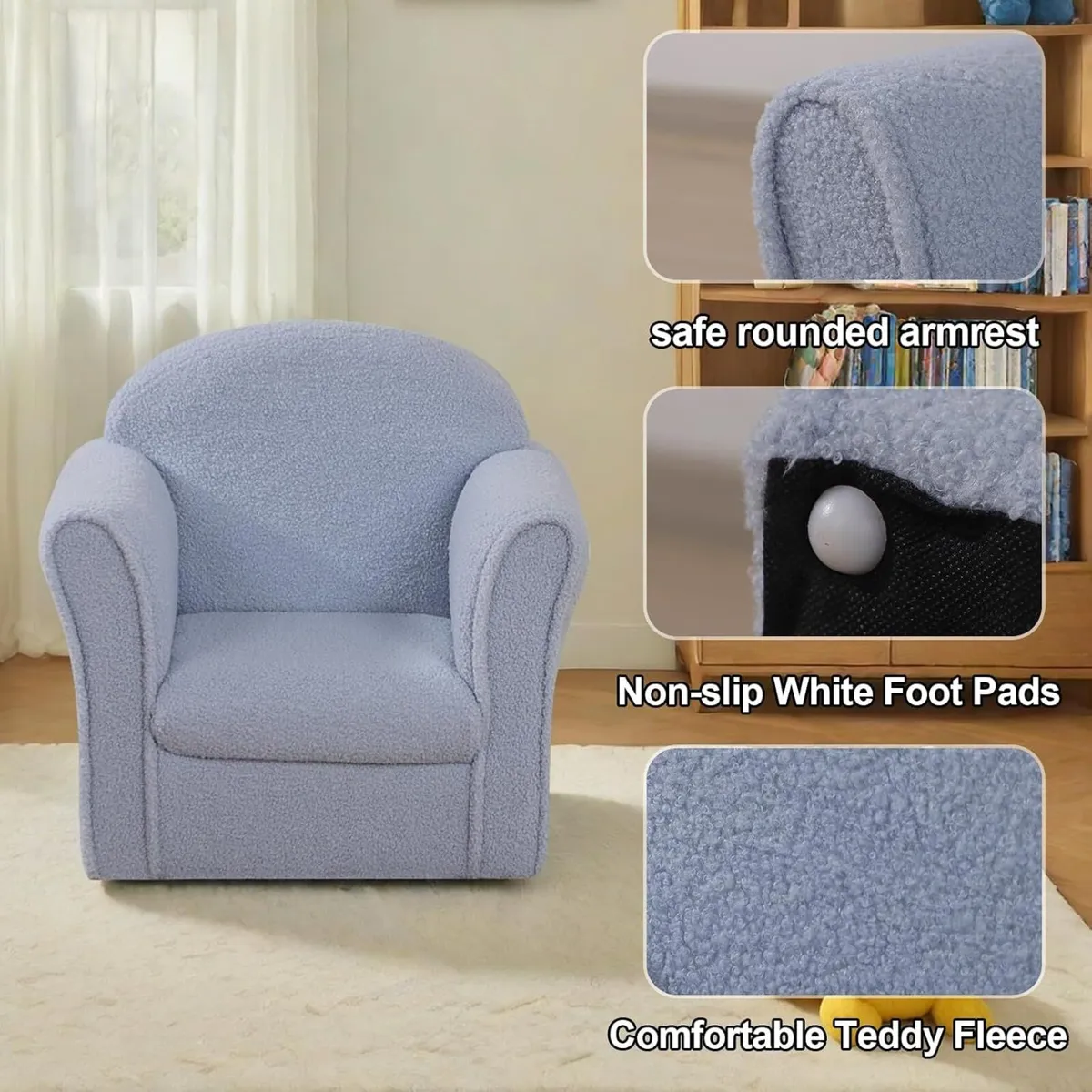 Kids Armchair Single Toddler Sofa with Sturdy Wood - Image 4