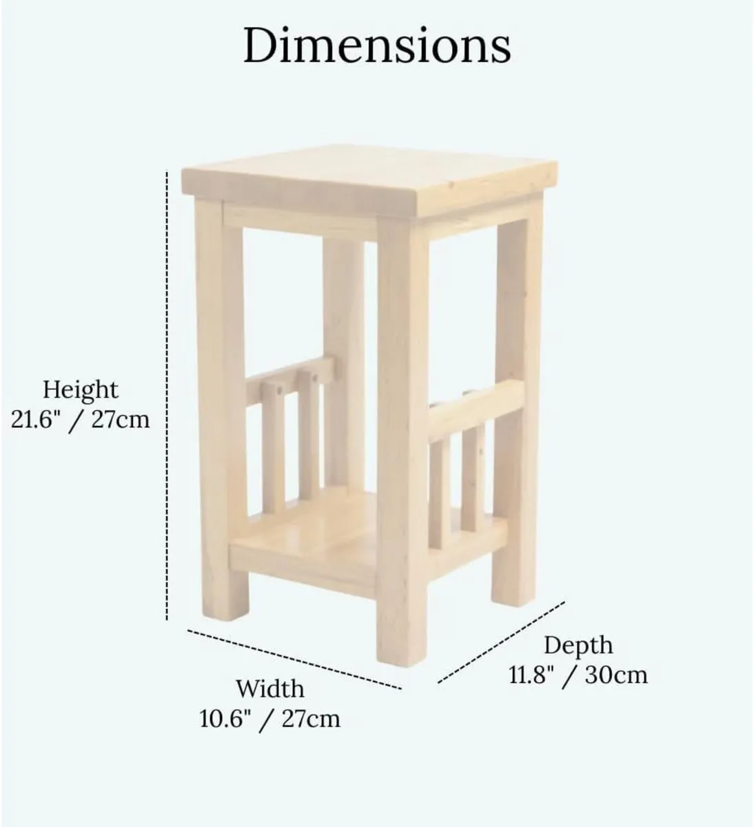 100% Oak End Table Slim Side for Drinks - Image 2