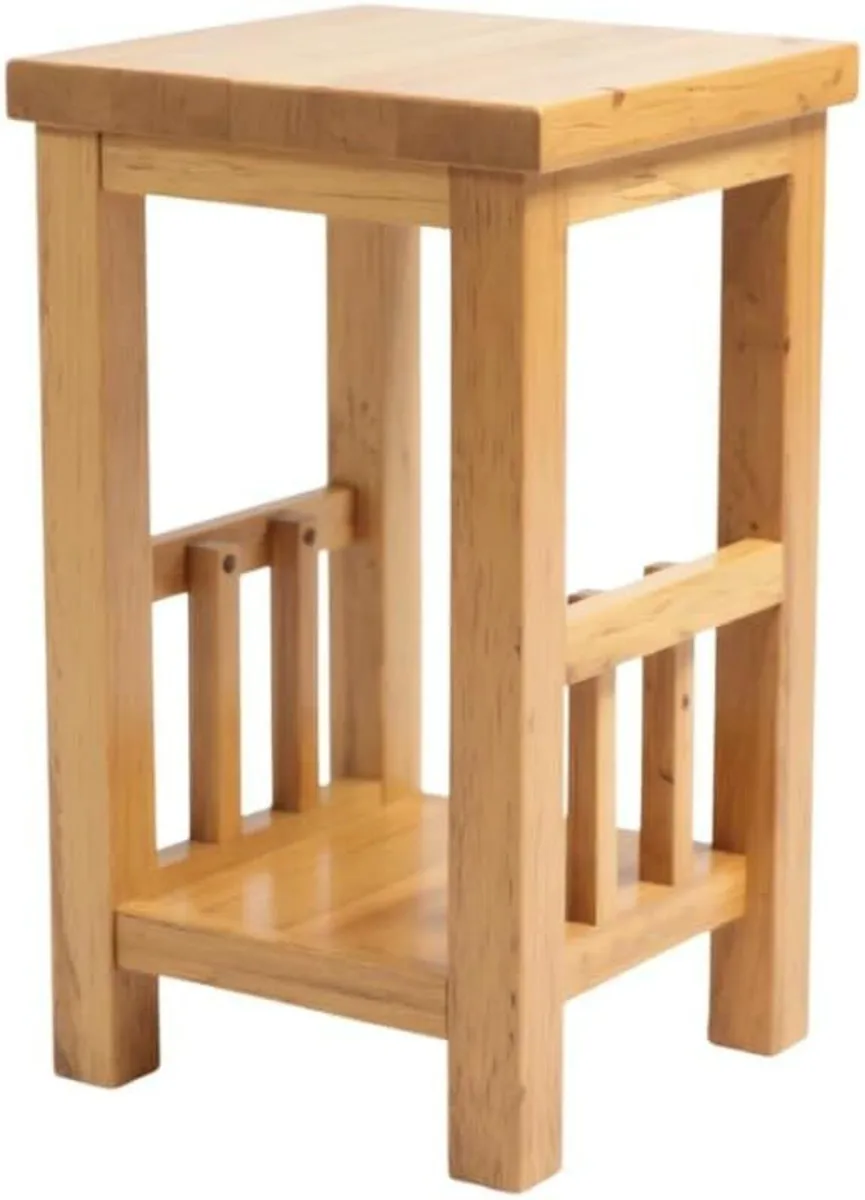 100% Oak End Table Slim Side for Drinks - Image 4