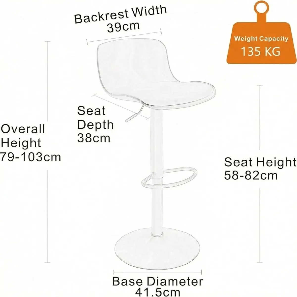 Bar Stools Modern PU Leather Counter Height - Image 2