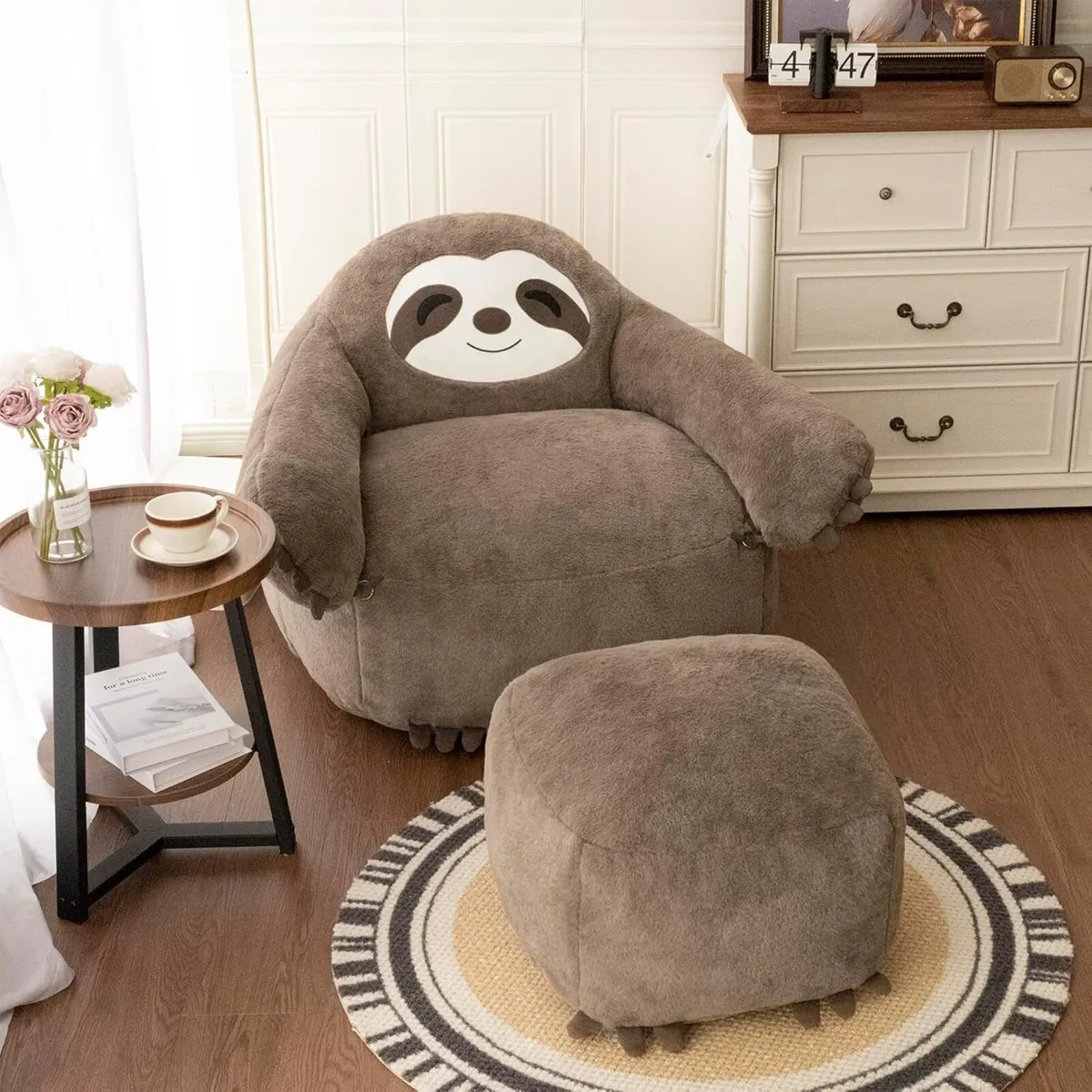 Bean Bag Chair Sloth with Footstool Beanbag - Image 2