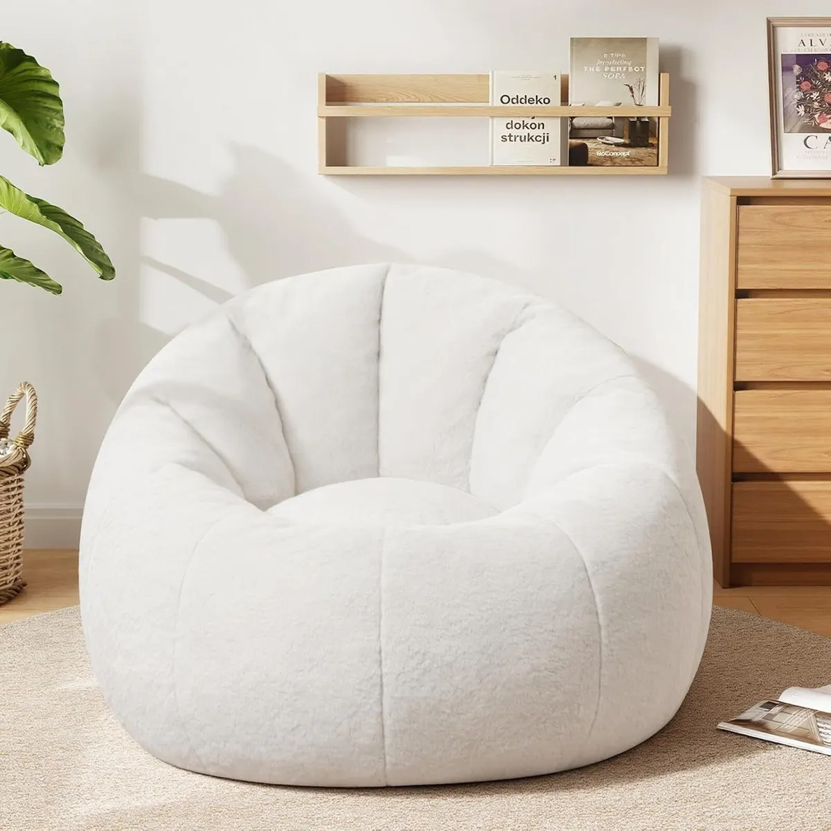 Large Bean Bag Chair for Adults Plush Round - Image 1