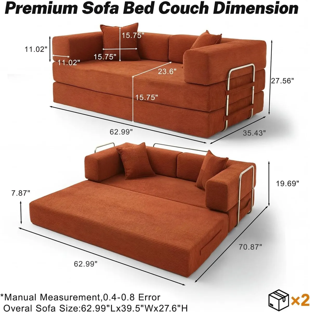 Boneless Couch Sofa Bed for Living Room - Image 3