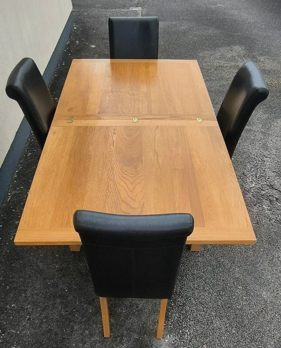 Oak Dining Table and 4 Chairs - Image 3