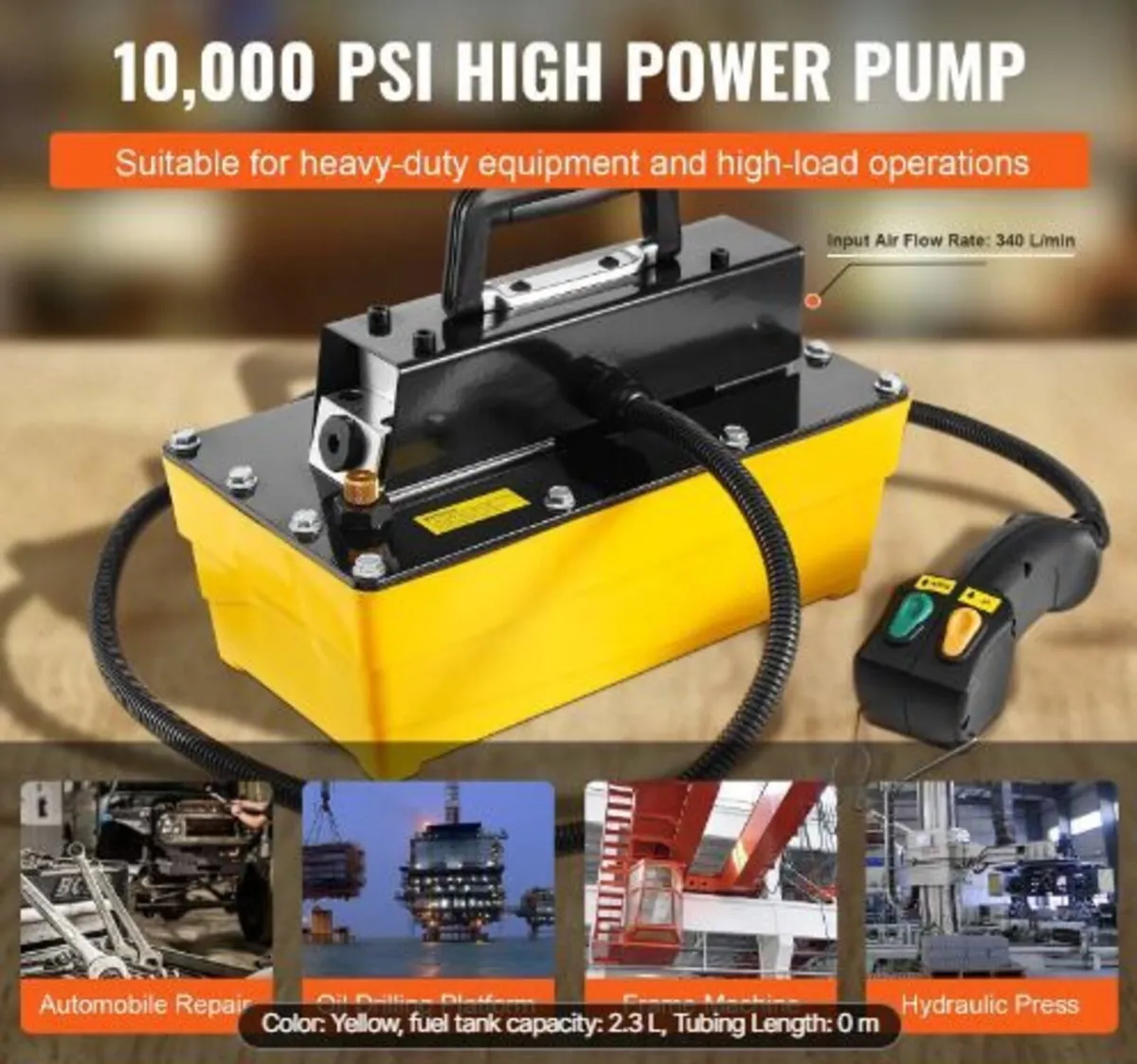 689 bar(10,000PSI) Air Hydraulic Pump - Image 3