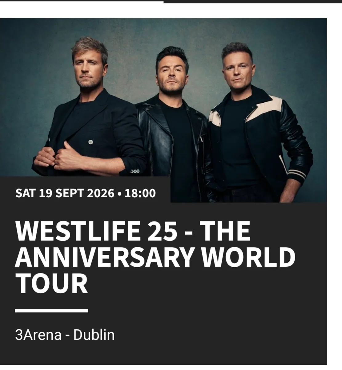 2 Westlife tickets Sat 19th September