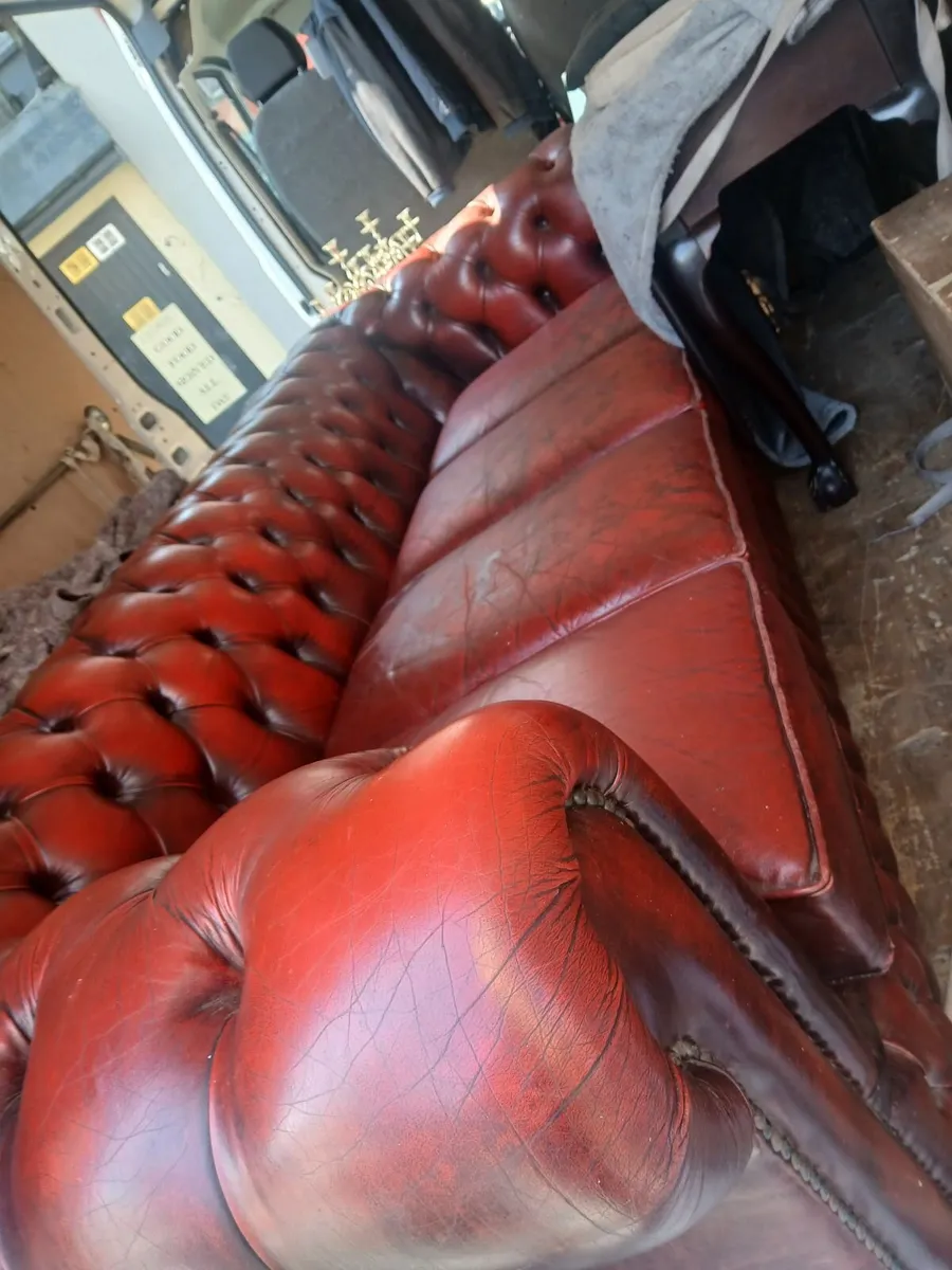 old leather 3 seater chesterfeild