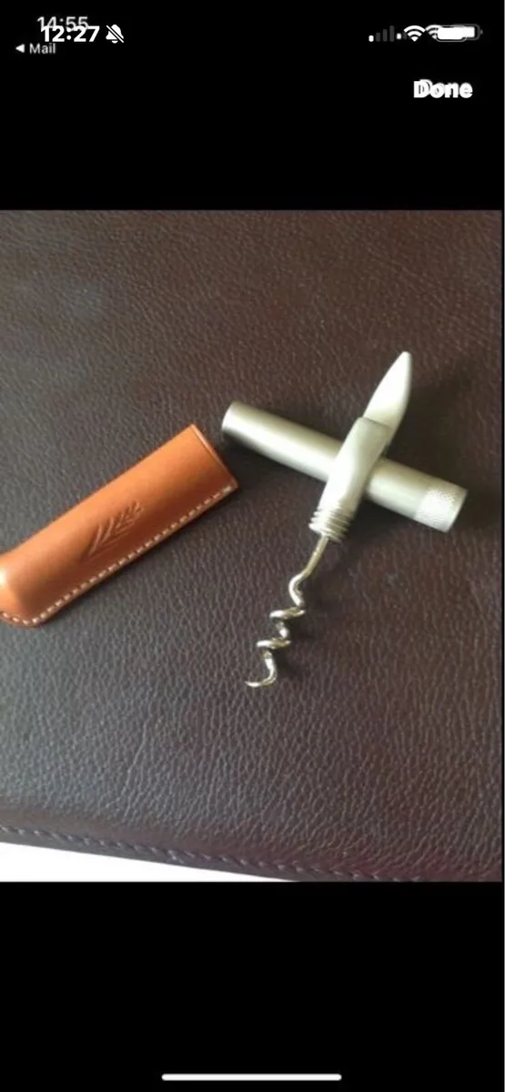 Corkscrew & Bottle Opener in Leather Case - Image 1