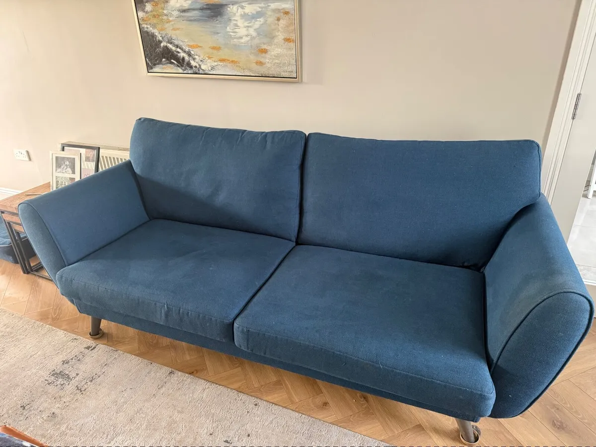 Navy Blue 3-Seater Sofa - Image 3