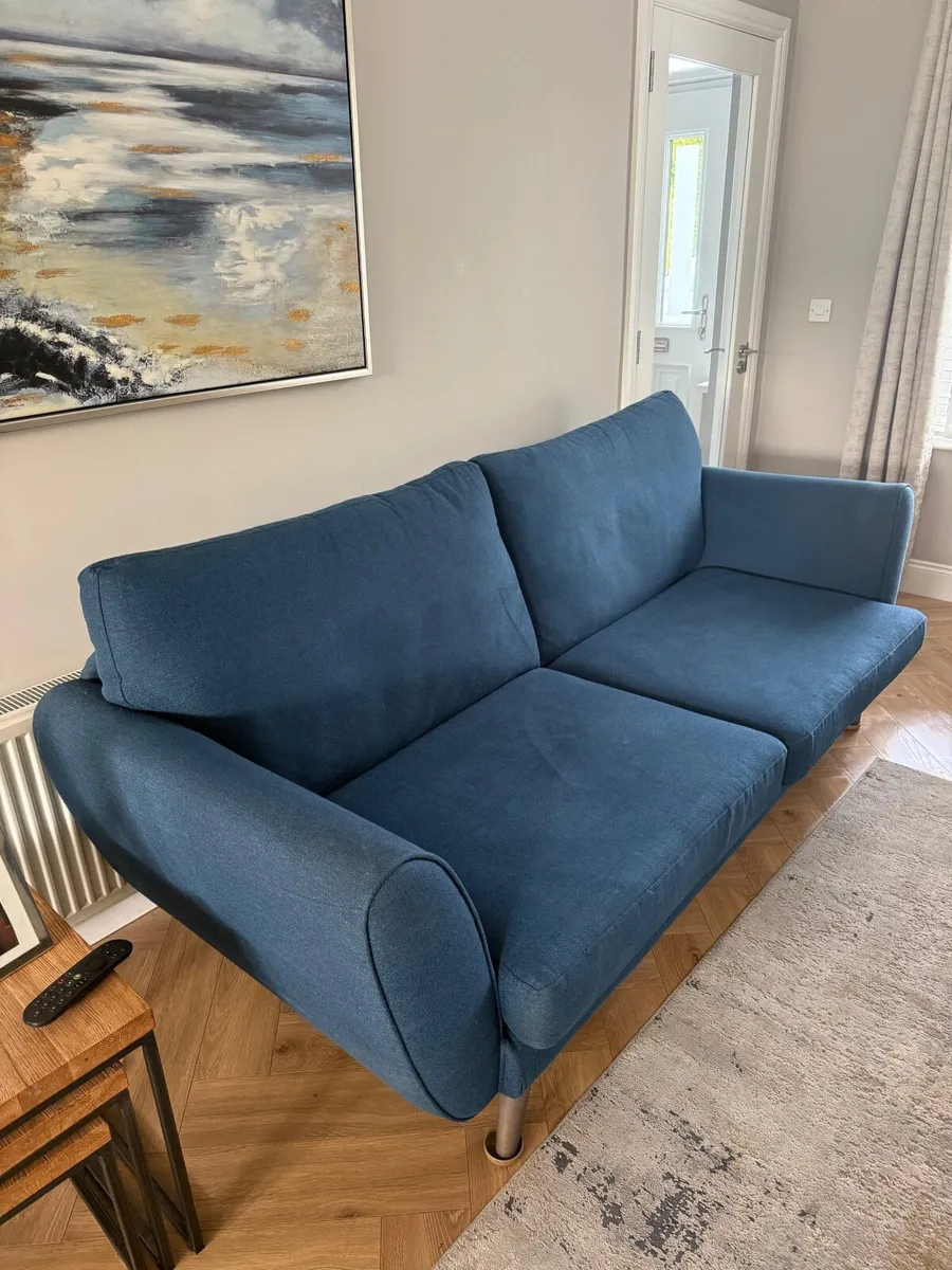 Navy Blue 3-Seater Sofa - Image 1