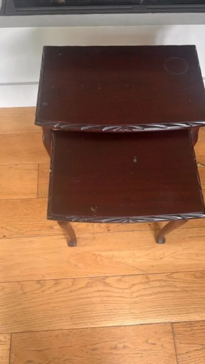 two piece side table set wooden - Image 2