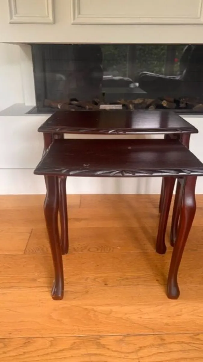 two piece side table set wooden - Image 3