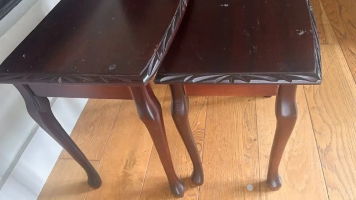 two piece side table set wooden - Image 1