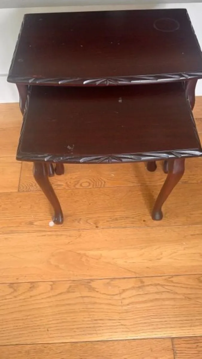 two piece side table set wooden - Image 4