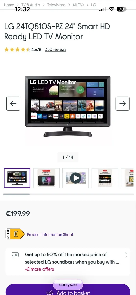 LG 24TQ510S-PZ 24" Smart HD TV Monitor - Image 2