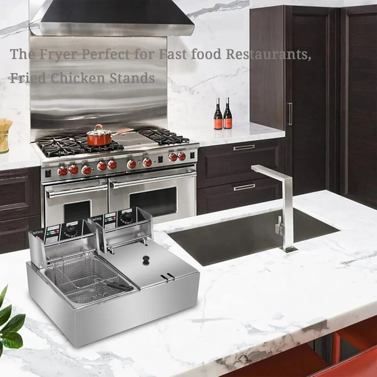 12L 5000W Commercial Electric Deep Fryer Twin Tank - Image 2