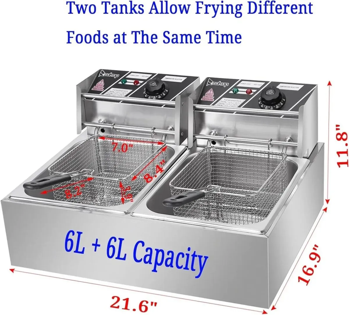 12L Twin Tank Electric Deep Fryer Commercial Fryer - Image 1