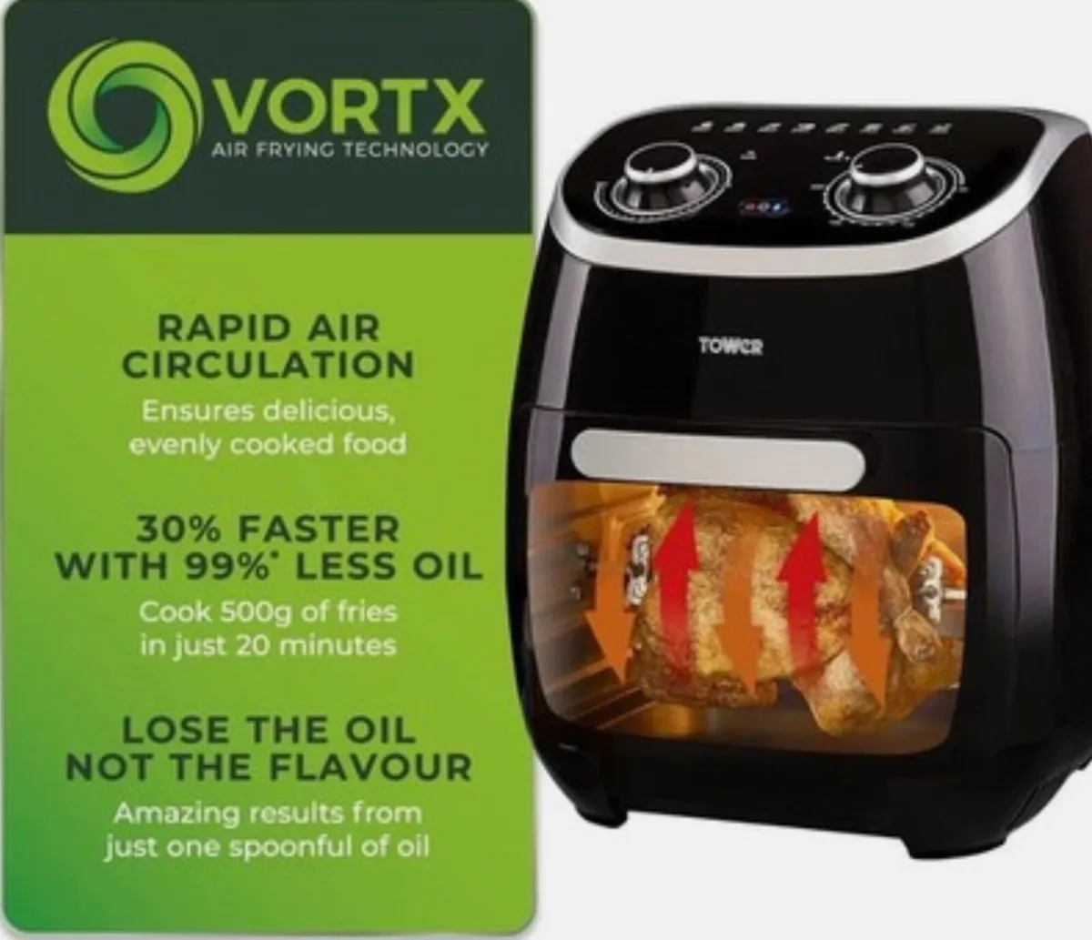 Tower T17038 11L Manual Air Fryer Oven - Image 1
