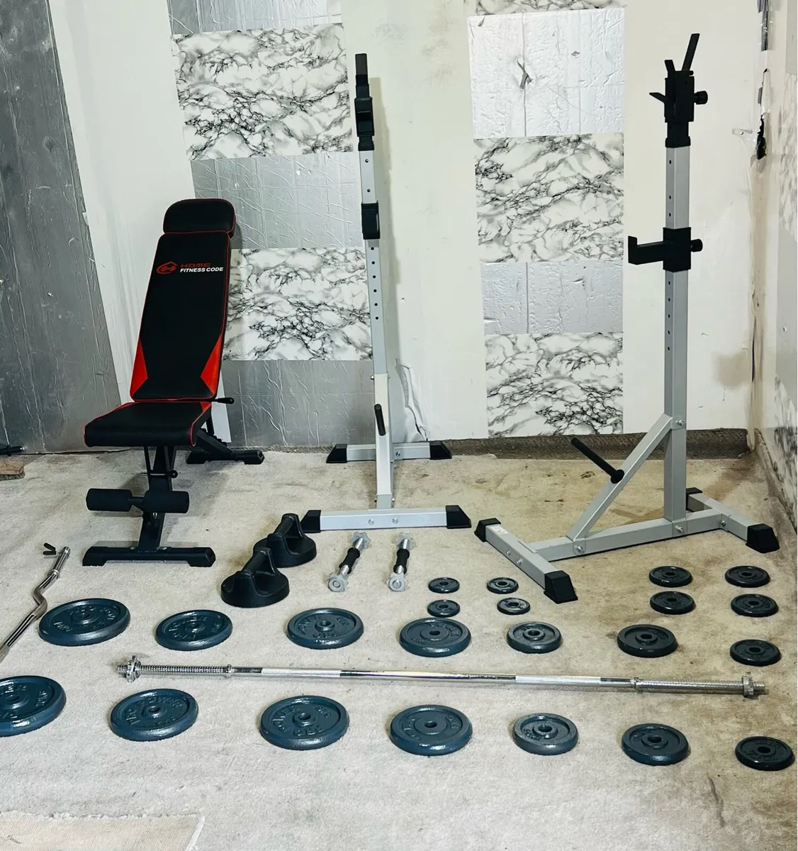 LIFE TIME IRON WEIGHTS RACK BENCH BARBELL DUMLS - Image 2