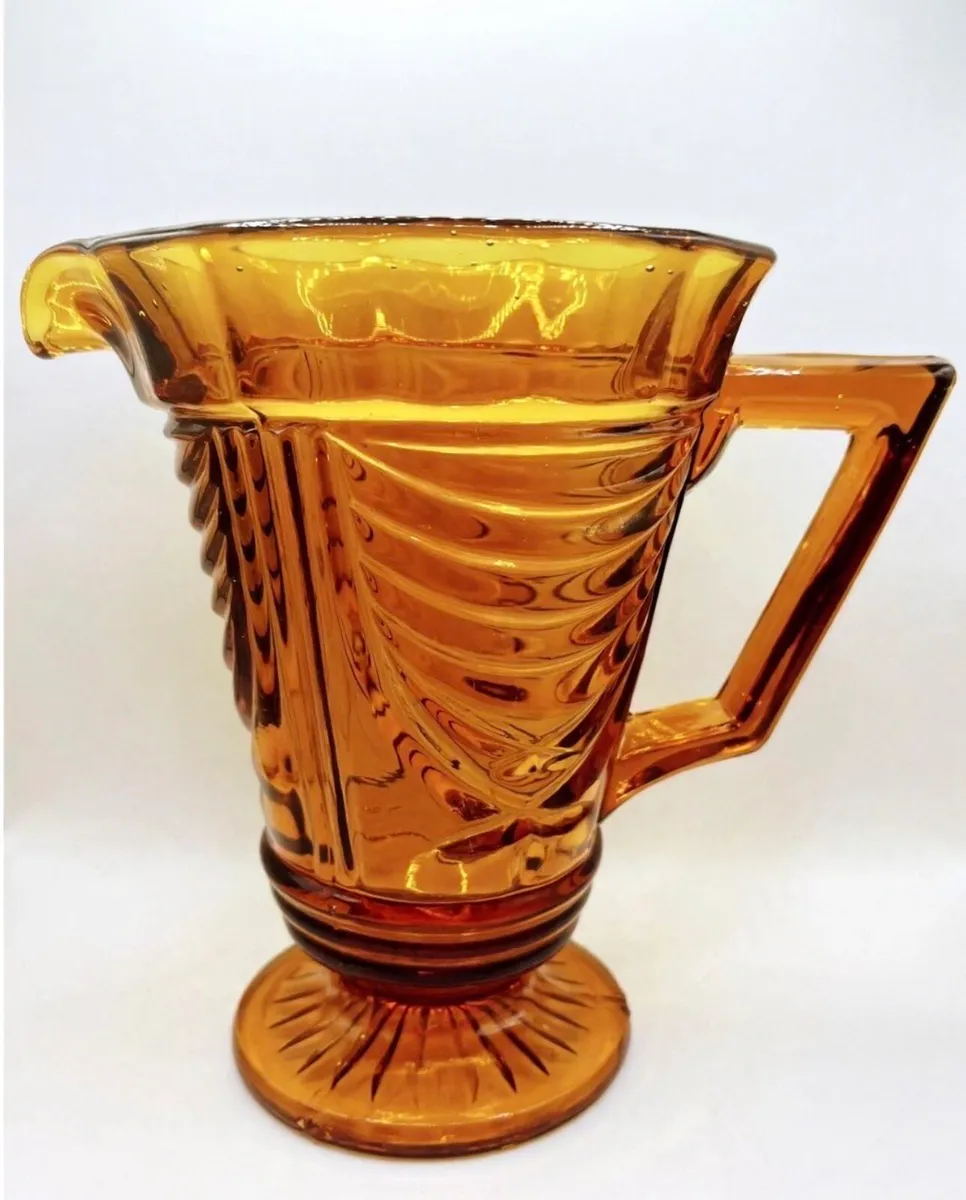 1930s Art Deco Amber glass jug